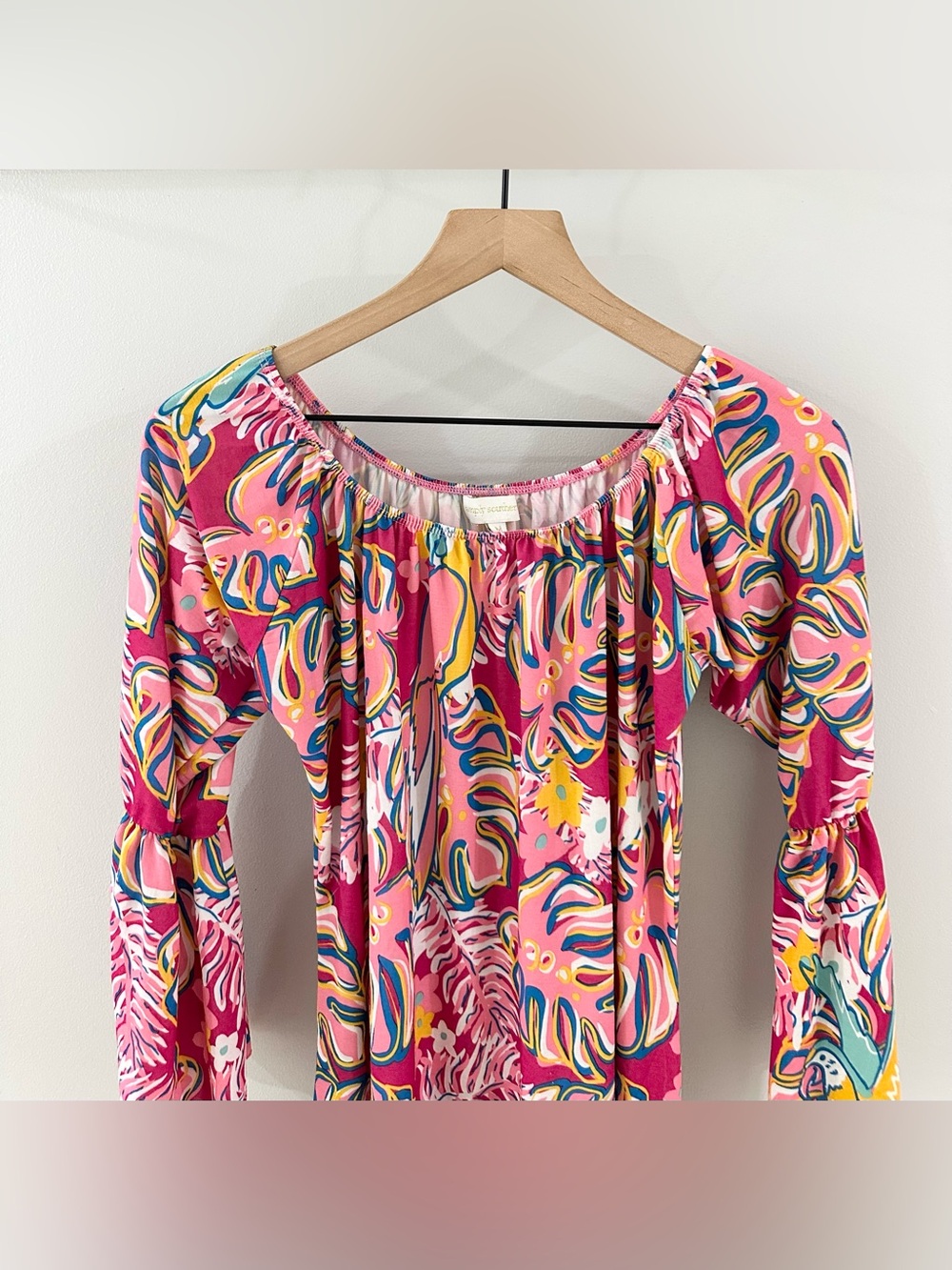 Simply Southern Off Shoulder Mini Dress // Pink Multi // Medium - Picture 3 of 6